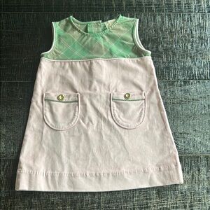 NWOT The Beaufort Bonnet Company TBBC Green & Pink Corduroy Plaid Dress 3T